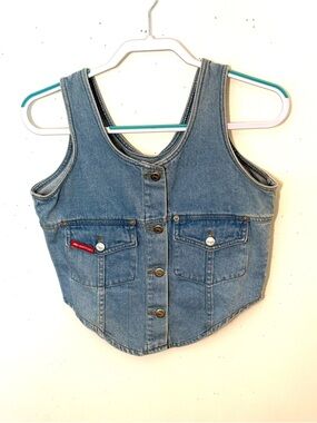 No Excuses Women’s Blue Denim Button-Front Vest. Size M. EUC.